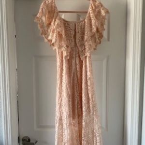 Lulu's pink lace midi dress